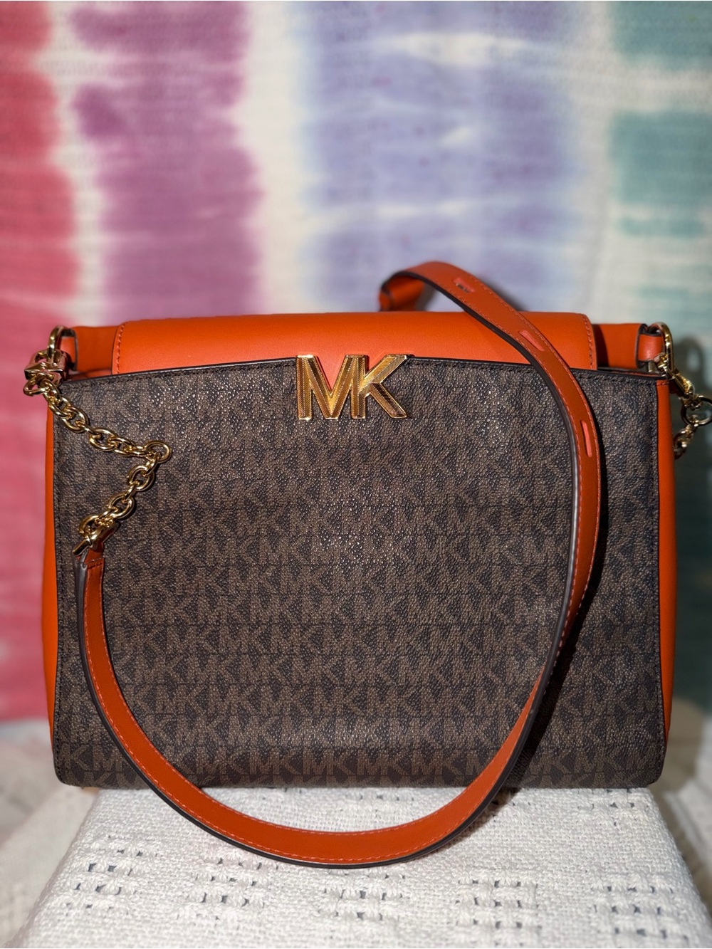 Michael Kors Orange Trim Signature Shoulder Bag